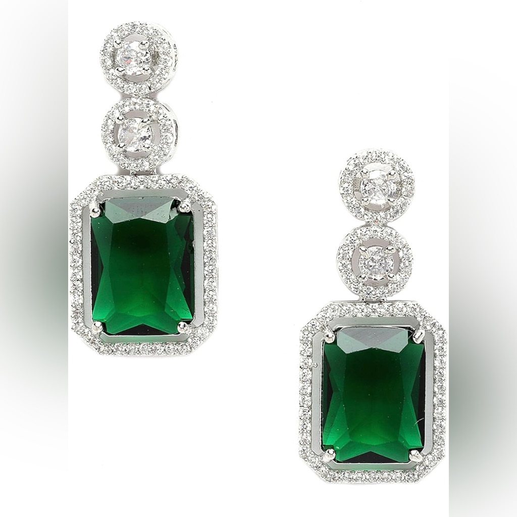 Trendy Jewels Silver And Red Drop Earrings & Green Earrings